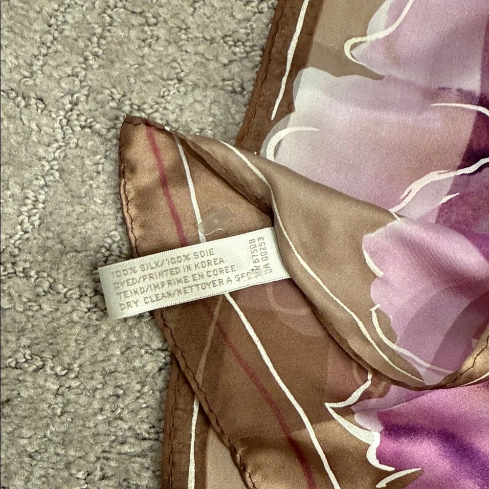 New, no tags: Jones New York bronze-brown floral silk scarf